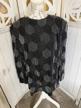VTG Valerie Stevens Evening Silk FULLY Beaded Tunic Top Blouse Plus Size 22W